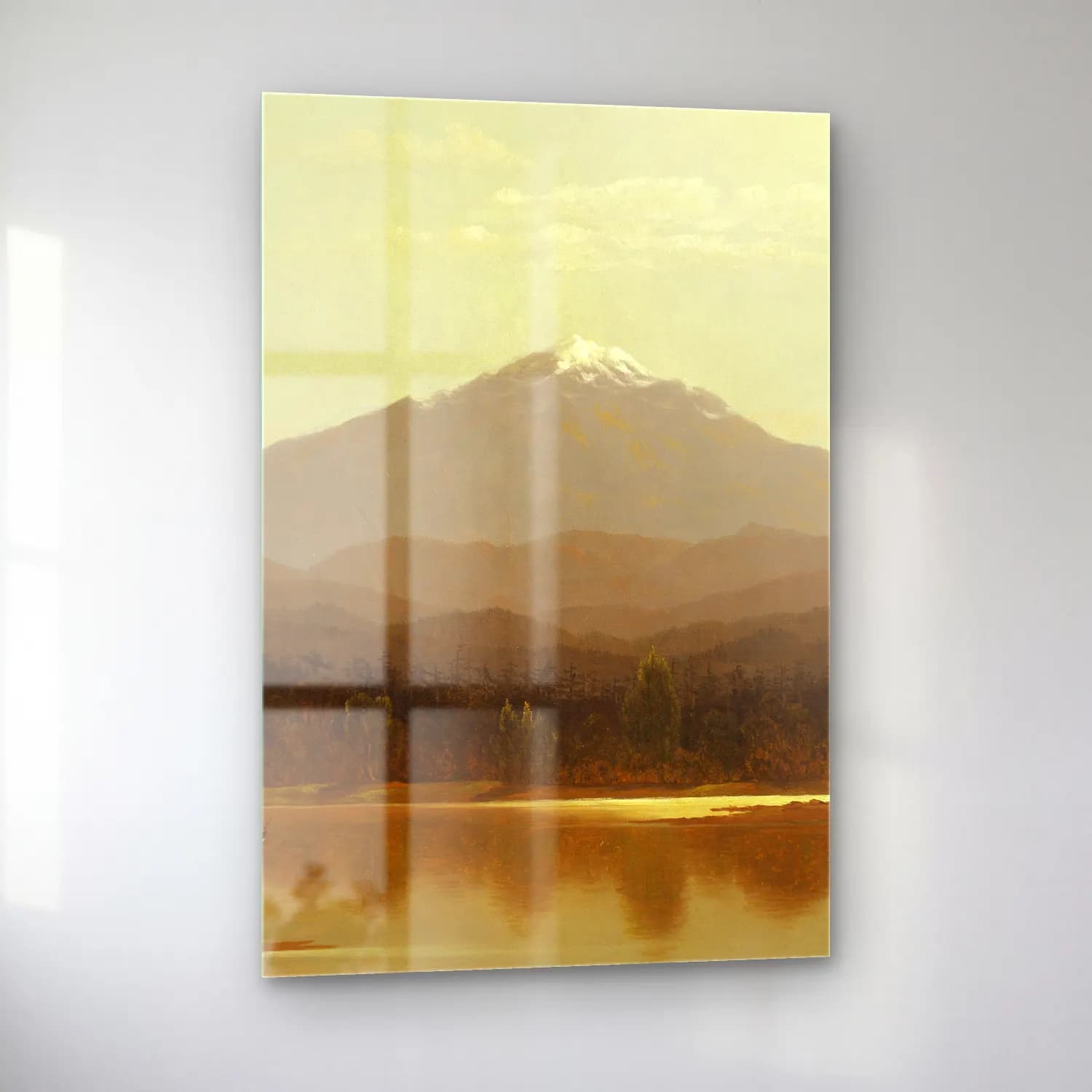 Albert Bierstadt – Laramie Peak – Bej Tonlar cam tablo — sol açıdan görünüm