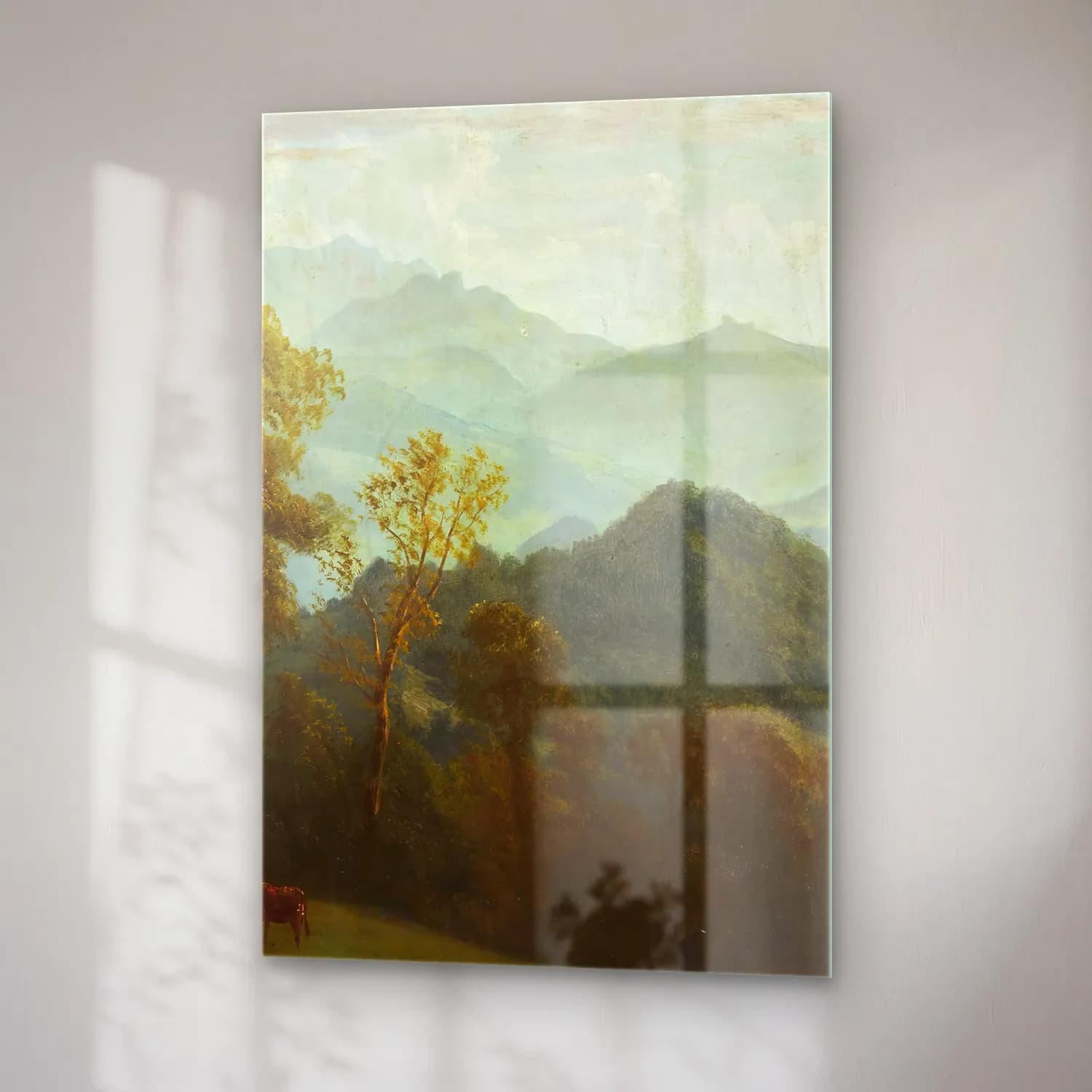 Albert Bierstadt – Lucerne, Switzerland – Yeşil Tonlar cam tablo — sağ açıdan görünüm