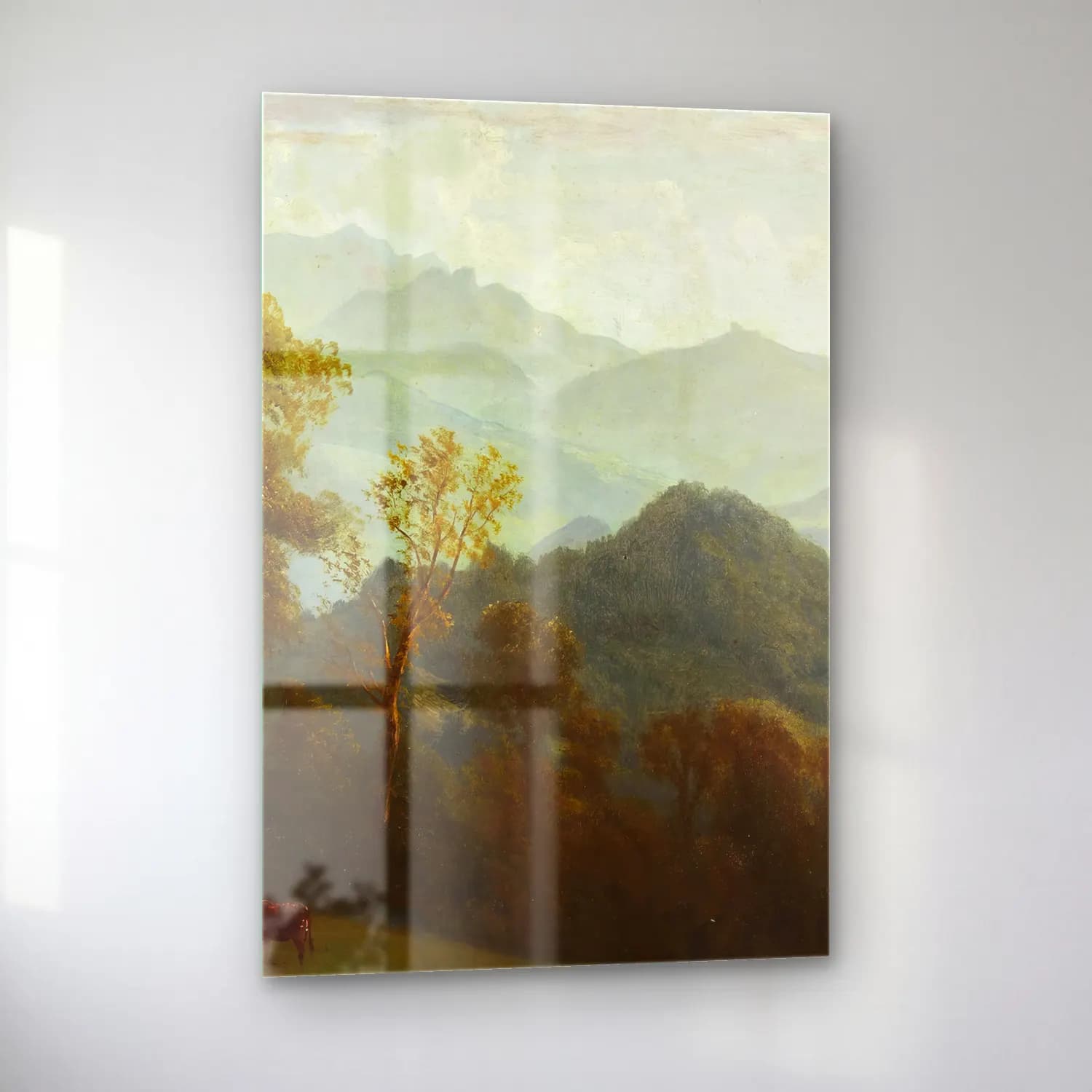 Albert Bierstadt – Lucerne, Switzerland – Yeşil Tonlar cam tablo — sol açıdan görünüm