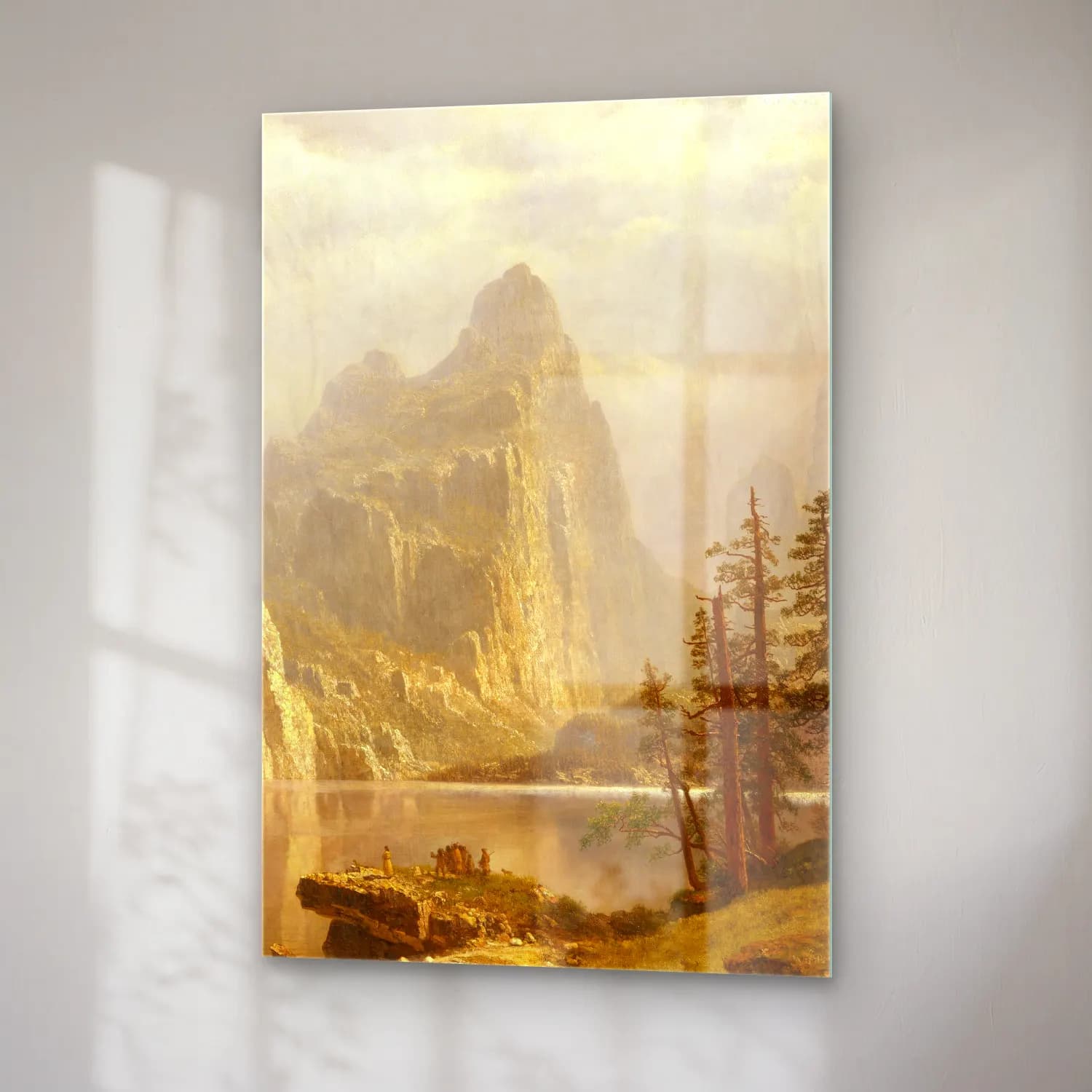 Albert Bierstadt – Merced River, Yosemite Valley – Bej Tonlar cam tablo — sağ açıdan görünüm