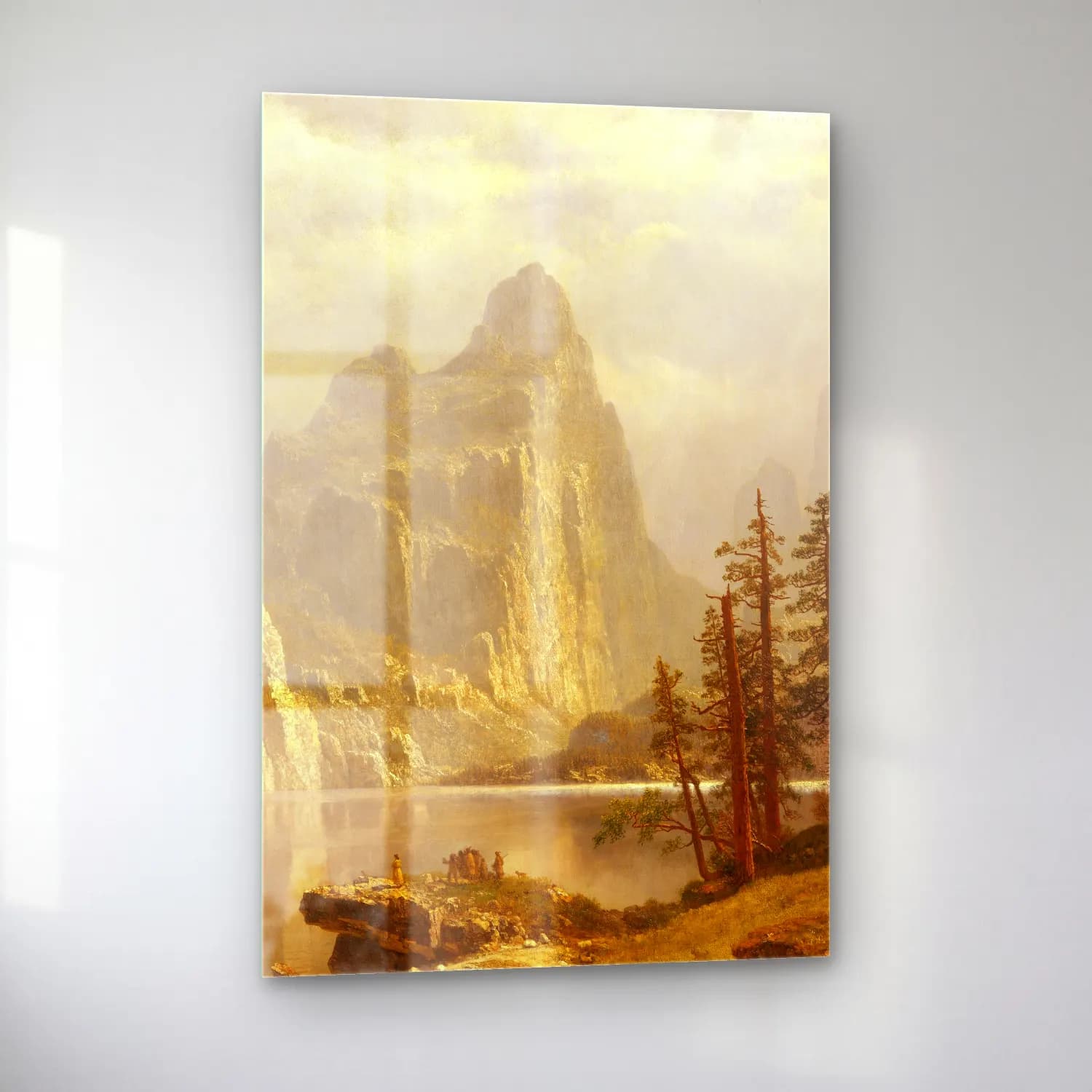 Albert Bierstadt – Merced River, Yosemite Valley – Bej Tonlar cam tablo — sol açıdan görünüm