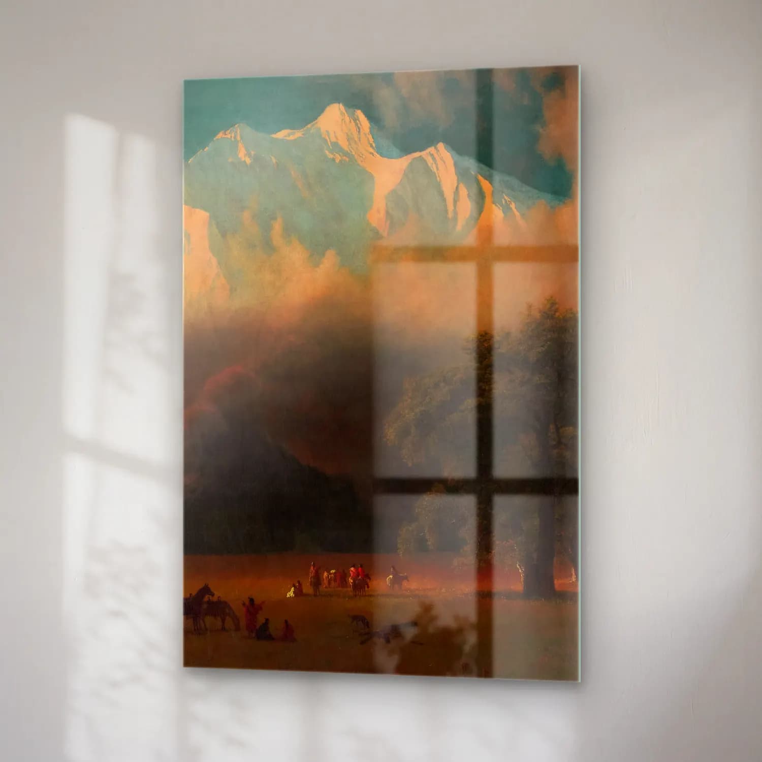 Albert Bierstadt – Mount Adams, Washington – Kırmızı Tonlar cam tablo — sağ açıdan görünüm