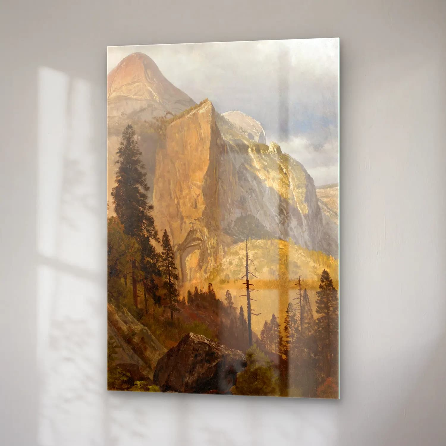 Albert Bierstadt – North Dome, Yosemite Valley – Bej Tonlar cam tablo — sağ açıdan görünüm