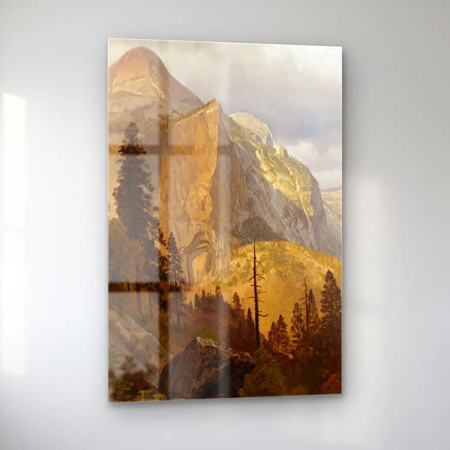 Albert Bierstadt – North Dome, Yosemite Valley – Bej Tonlar cam tablo — sol açıdan görünüm