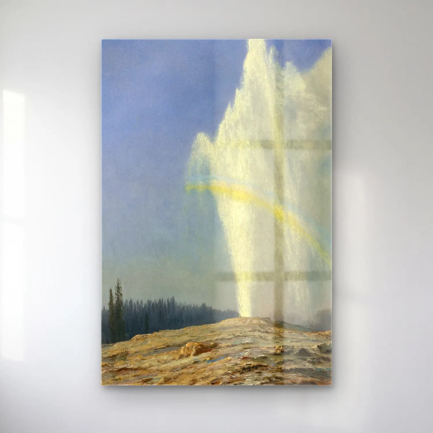 Albert Bierstadt – Old Faithful cam tablo — Albert Bierstadt – Old Faithful — yağlı boya güneş ve gökkuşağı
