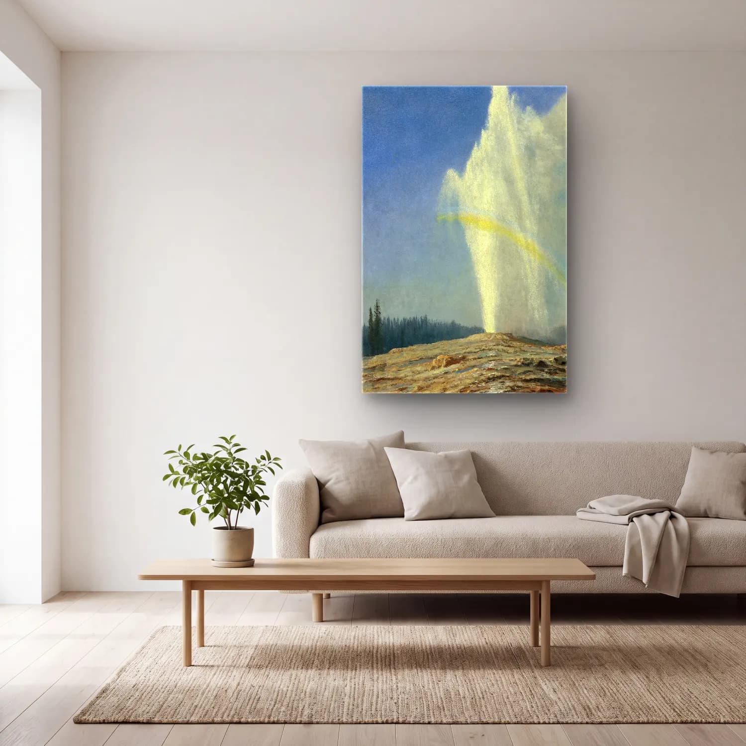 Albert Bierstadt – Old Faithful cam tablo — açık renk salonda