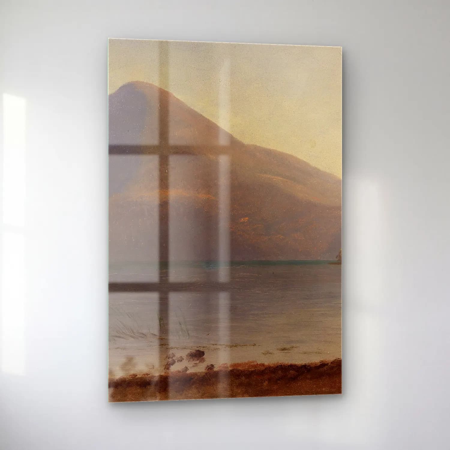 Albert Bierstadt – On the Hudson – Pastel Tonlar cam tablo — sol açıdan görünüm
