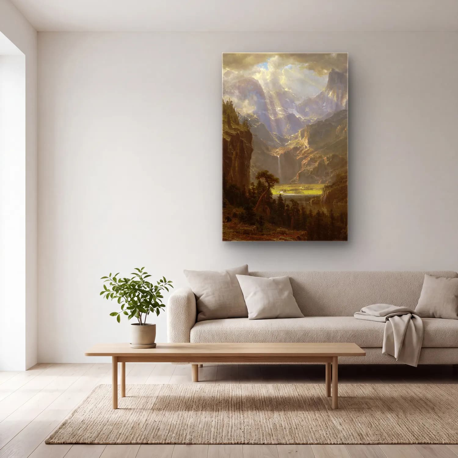 Albert Bierstadt – Rocky Mountains, Lander’s Peak cam tablo — açık renk salonda
