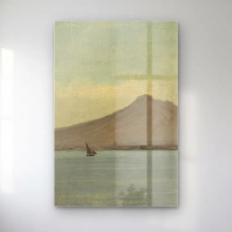 Albert Bierstadt – Vesuvius – Bej Tonlar cam tablo — Albert Bierstadt – Vesuvius – Bej Tonlar — yağlı boya yelkenliler