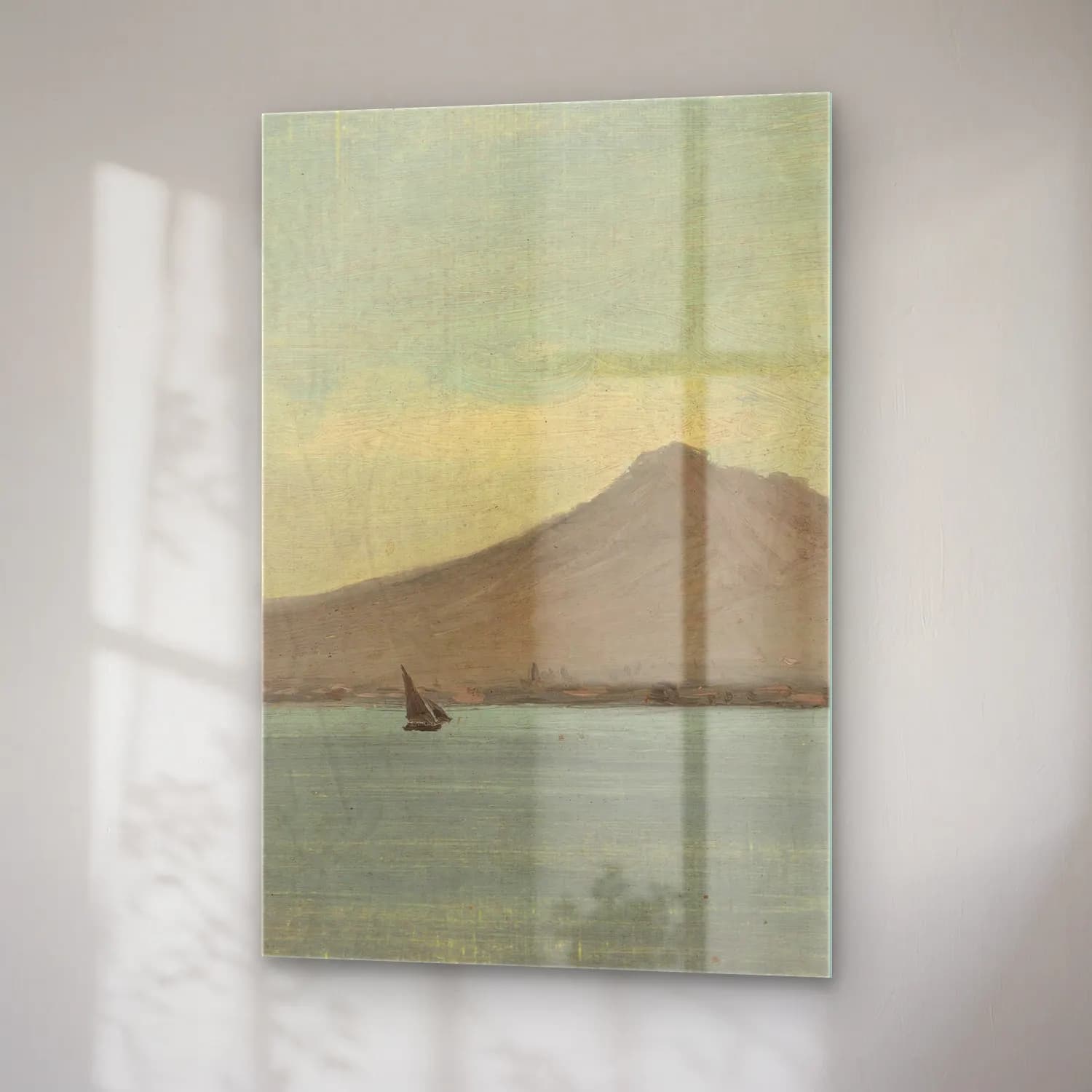 Albert Bierstadt – Vesuvius – Bej Tonlar cam tablo — sağ açıdan görünüm