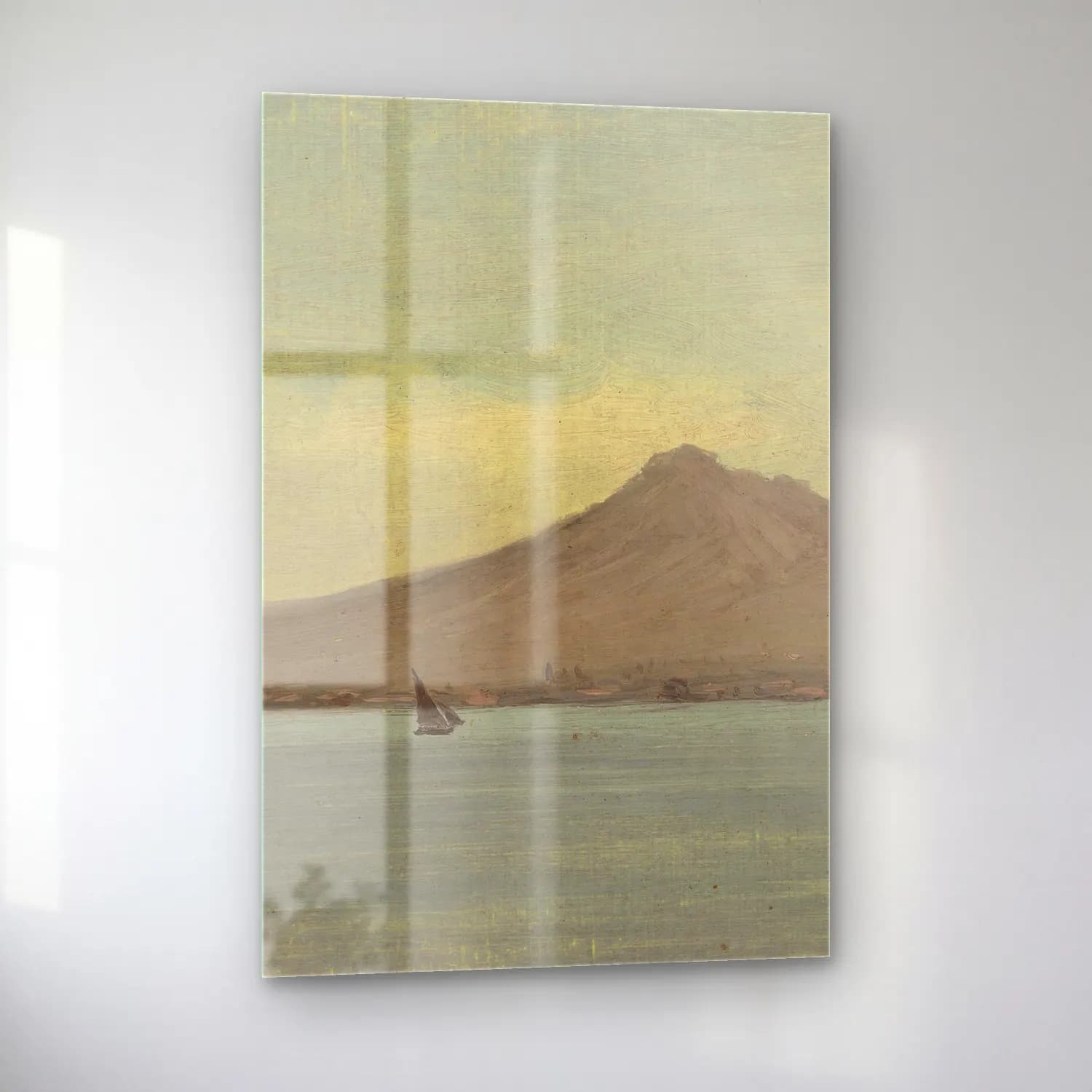 Albert Bierstadt – Vesuvius – Bej Tonlar cam tablo — sol açıdan görünüm