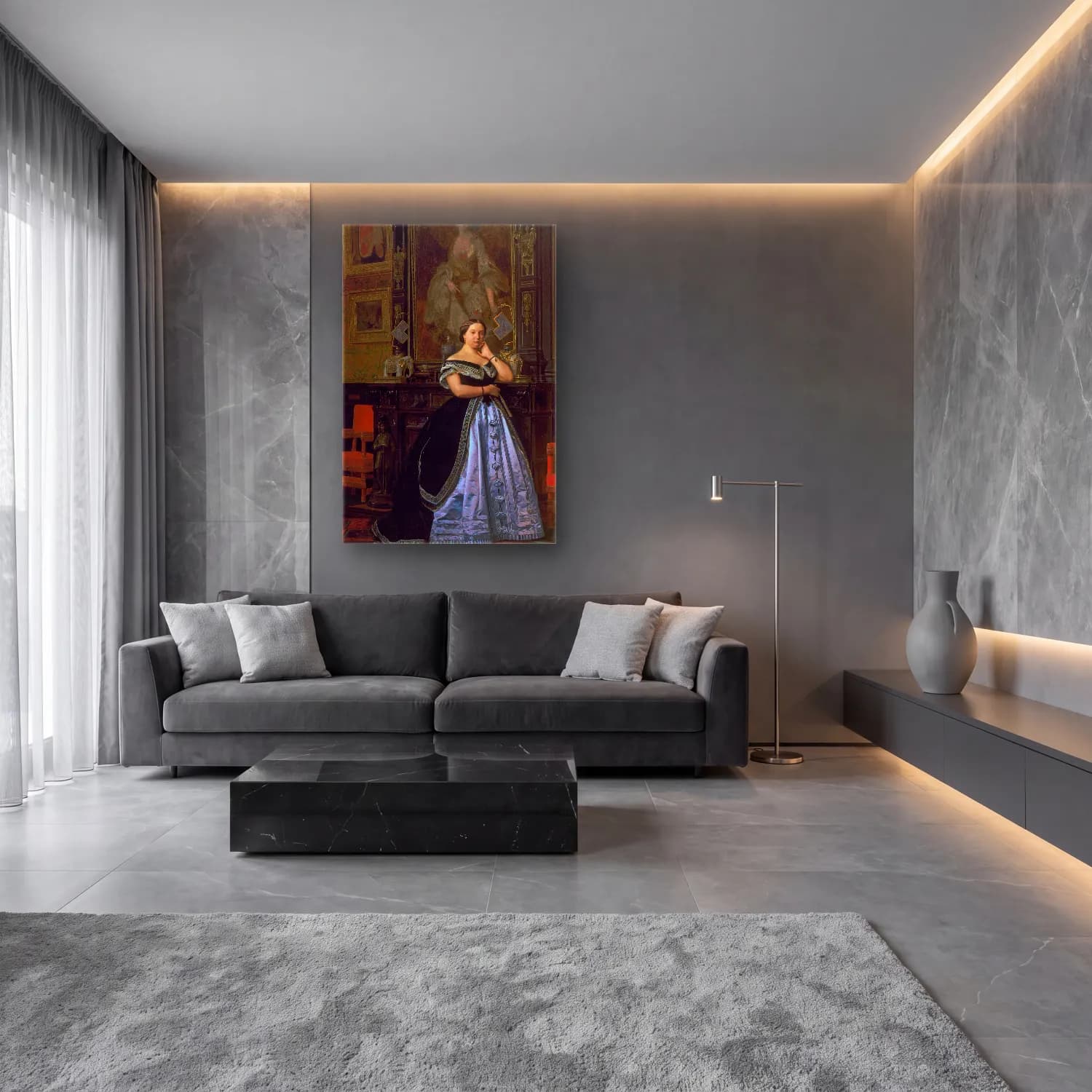 Jean-Léon Gérôme – Portrait of Charlotte de Rothschild cam tablo — lüks salon duvarında