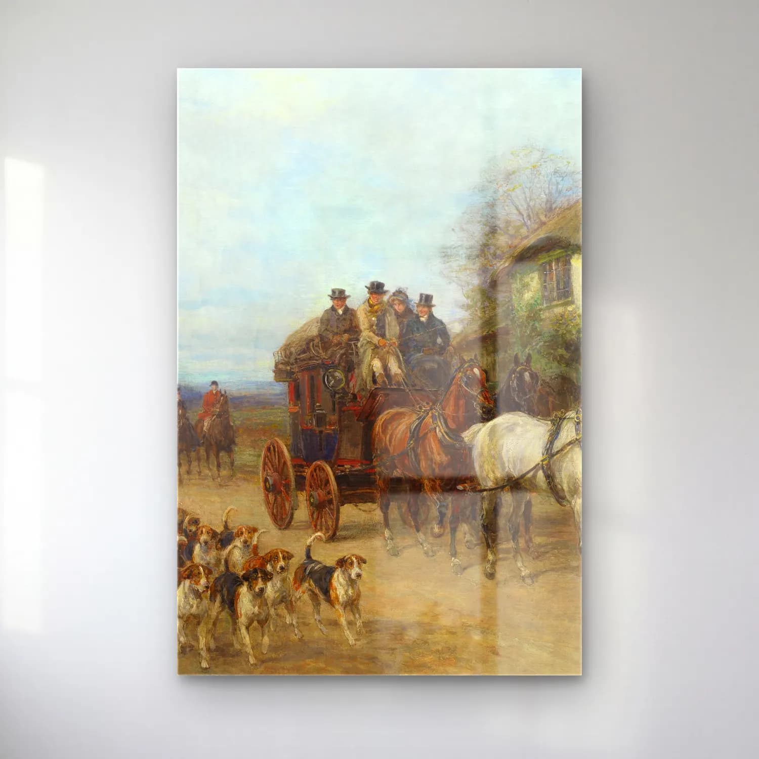 Heywood Hardy – On the road – Bej Tonlar cam tablo — Heywood Hardy – On the road – Bej Tonlar — yağlı boya kır evi