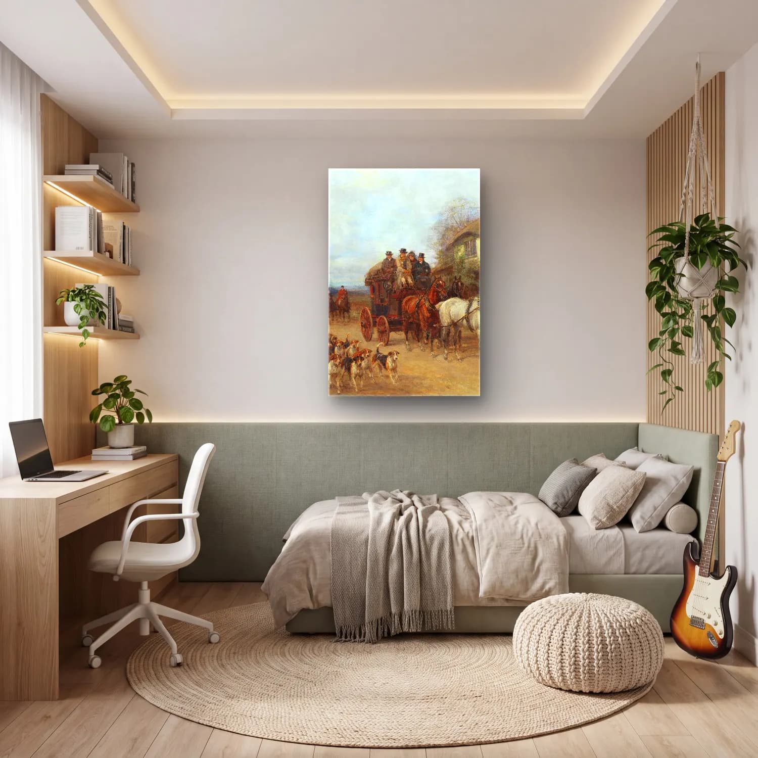 Heywood Hardy – On the road – Bej Tonlar cam tablo — genç odasında