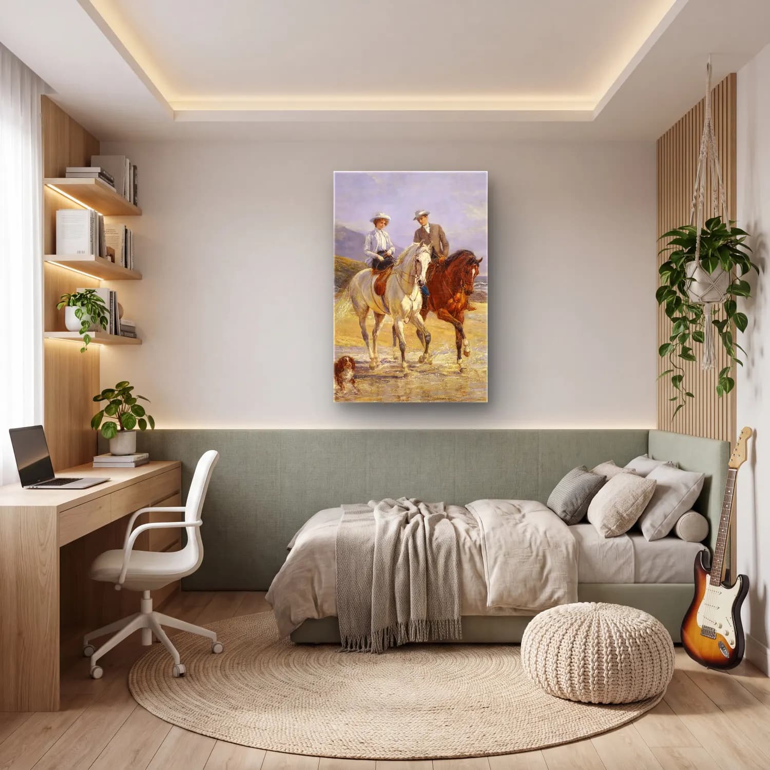 Heywood Hardy – Pleasant Company – Bej Tonlar cam tablo — genç odasında