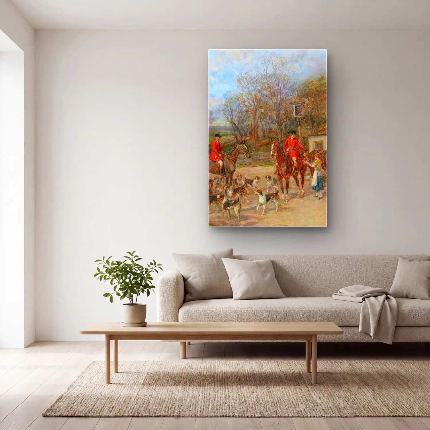 Heywood Hardy – The stirrup cup – Kırmızı Tonlar cam tablo — açık renk salonda