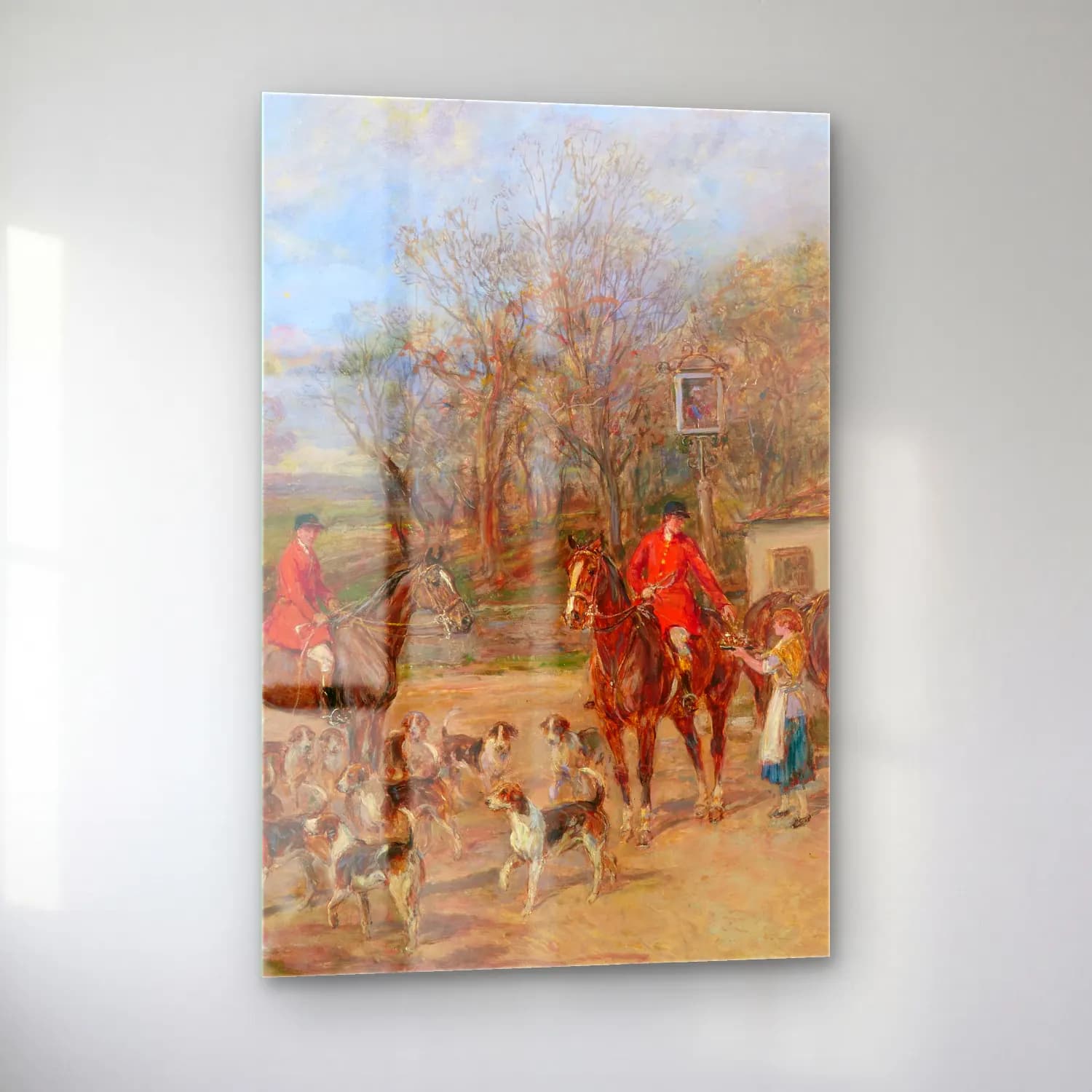 Heywood Hardy – The stirrup cup – Kırmızı Tonlar cam tablo — sol açıdan görünüm