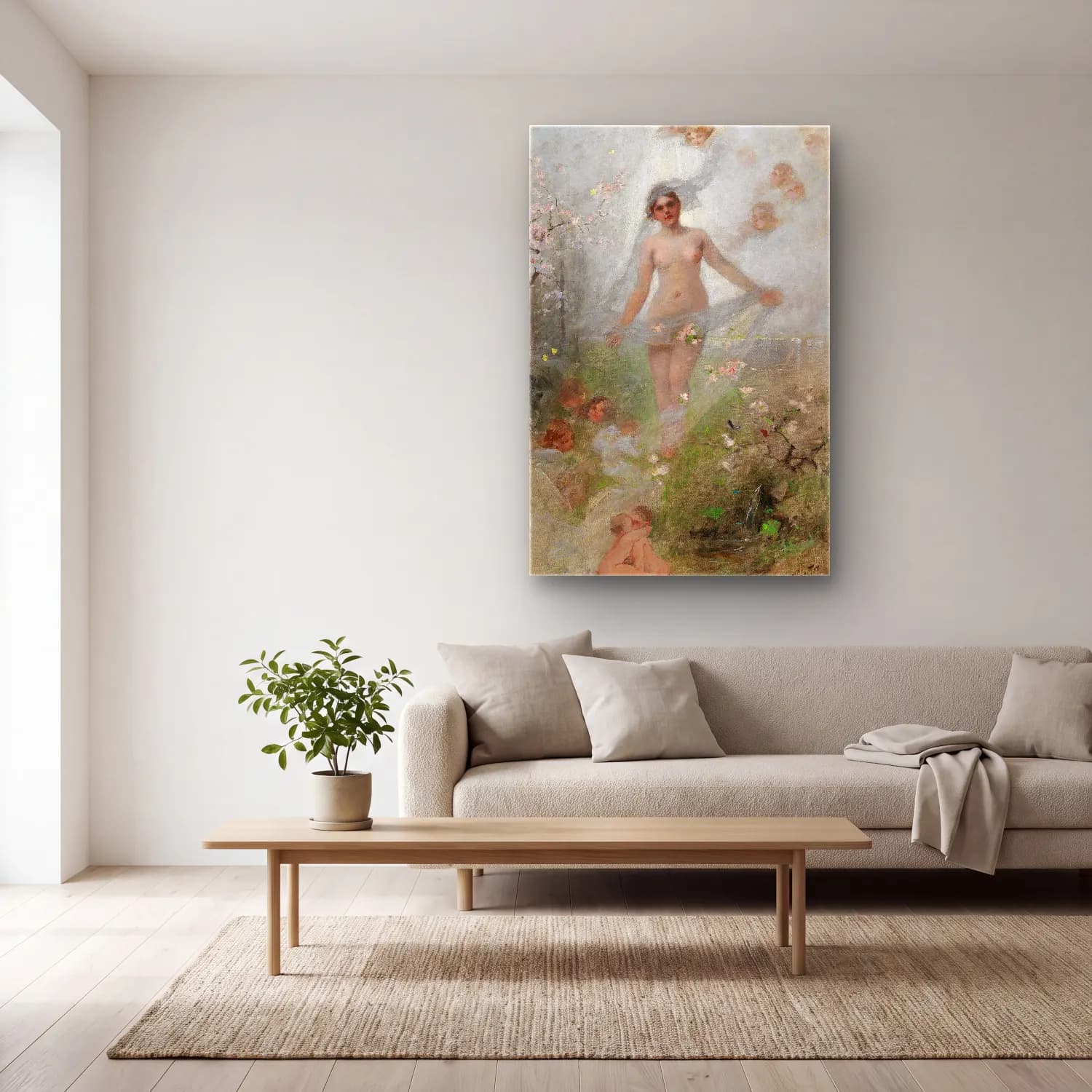 Alexander Koester – Springtime – Pastel Tonlar cam tablo — açık renk salonda