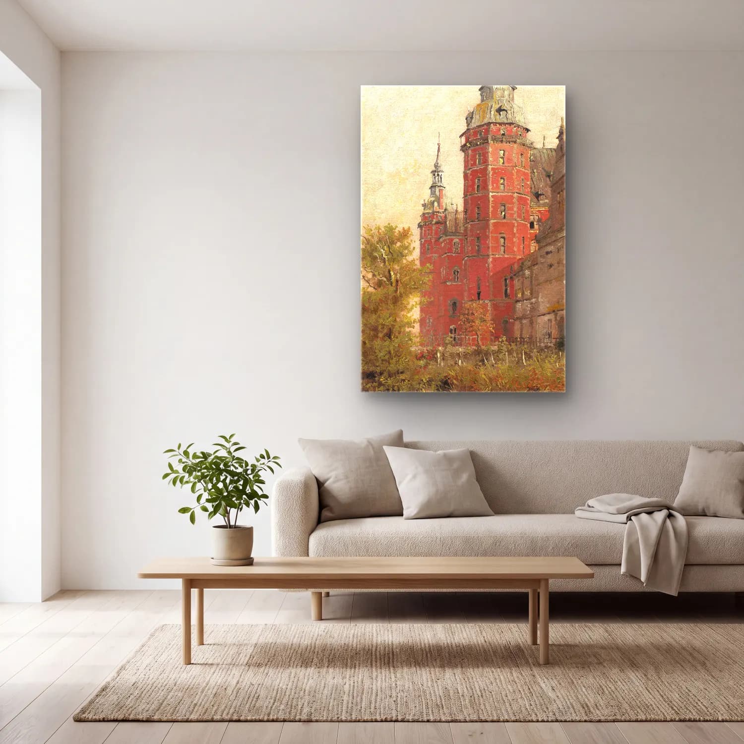 Christen Købke – Frederiksborg Castle seen from the Northwest. Study cam tablo — açık renk salonda