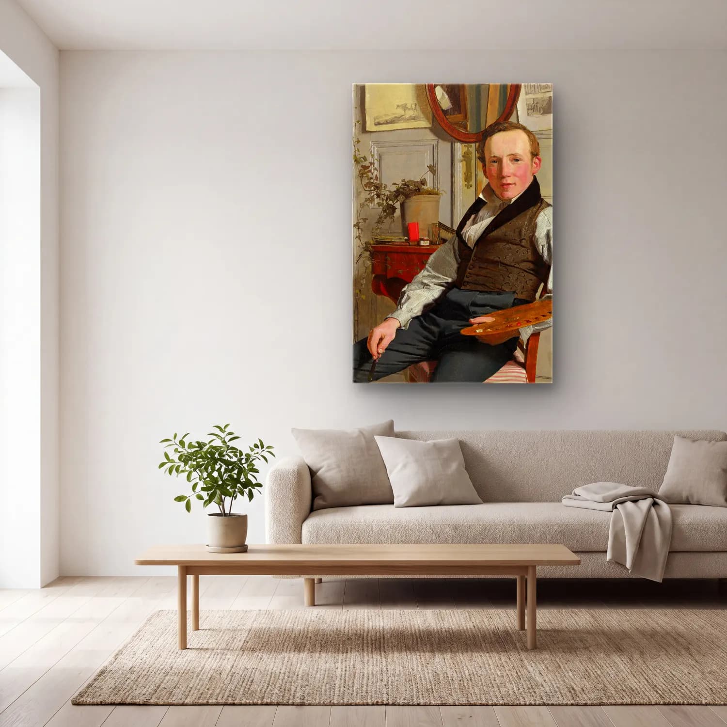 Christen Købke – Portrait of Frederik Sødring cam tablo — açık renk salonda