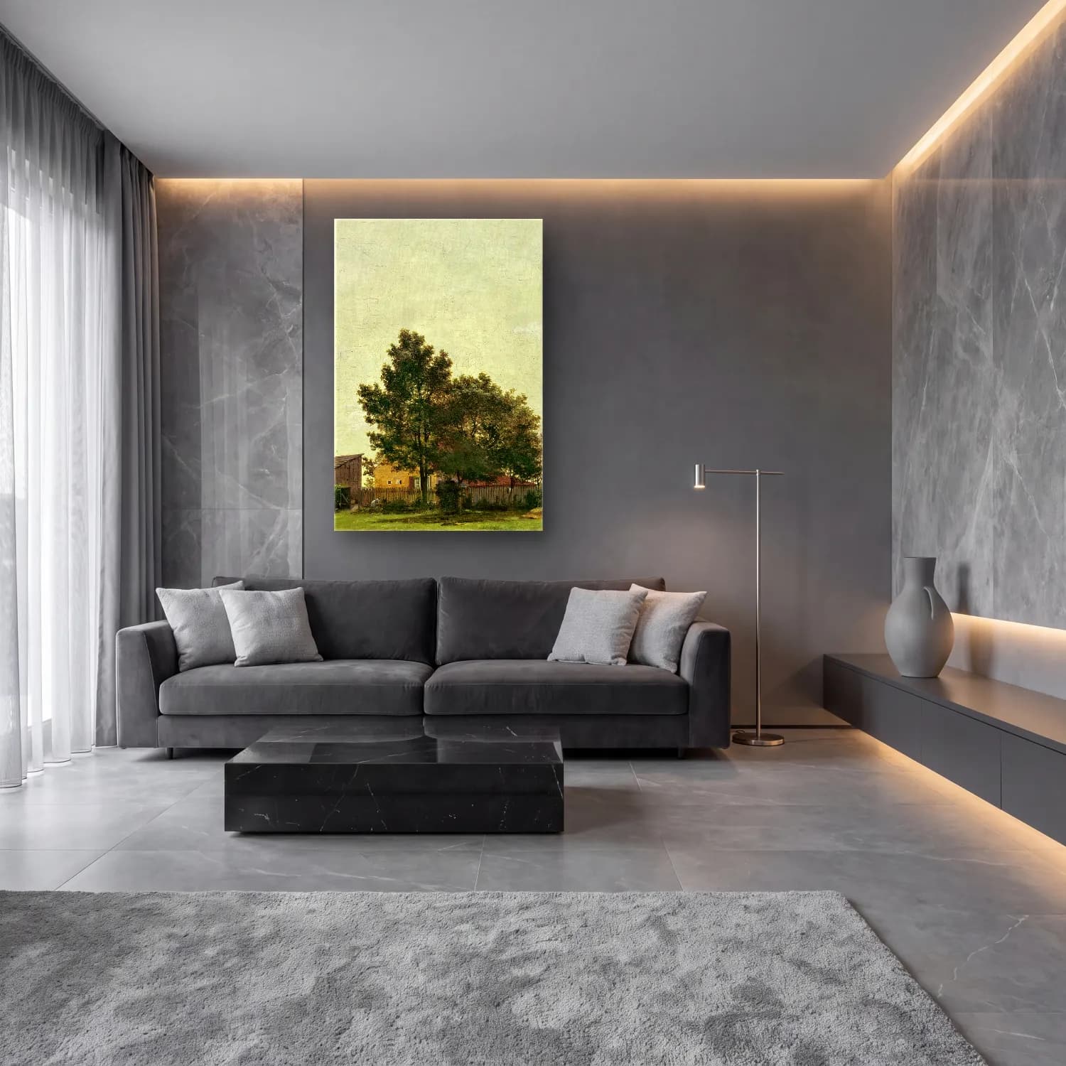 Christen Købke – Section near the Lime Kiln with a View towards Copenhagen (… cam tablo — lüks salon duvarında
