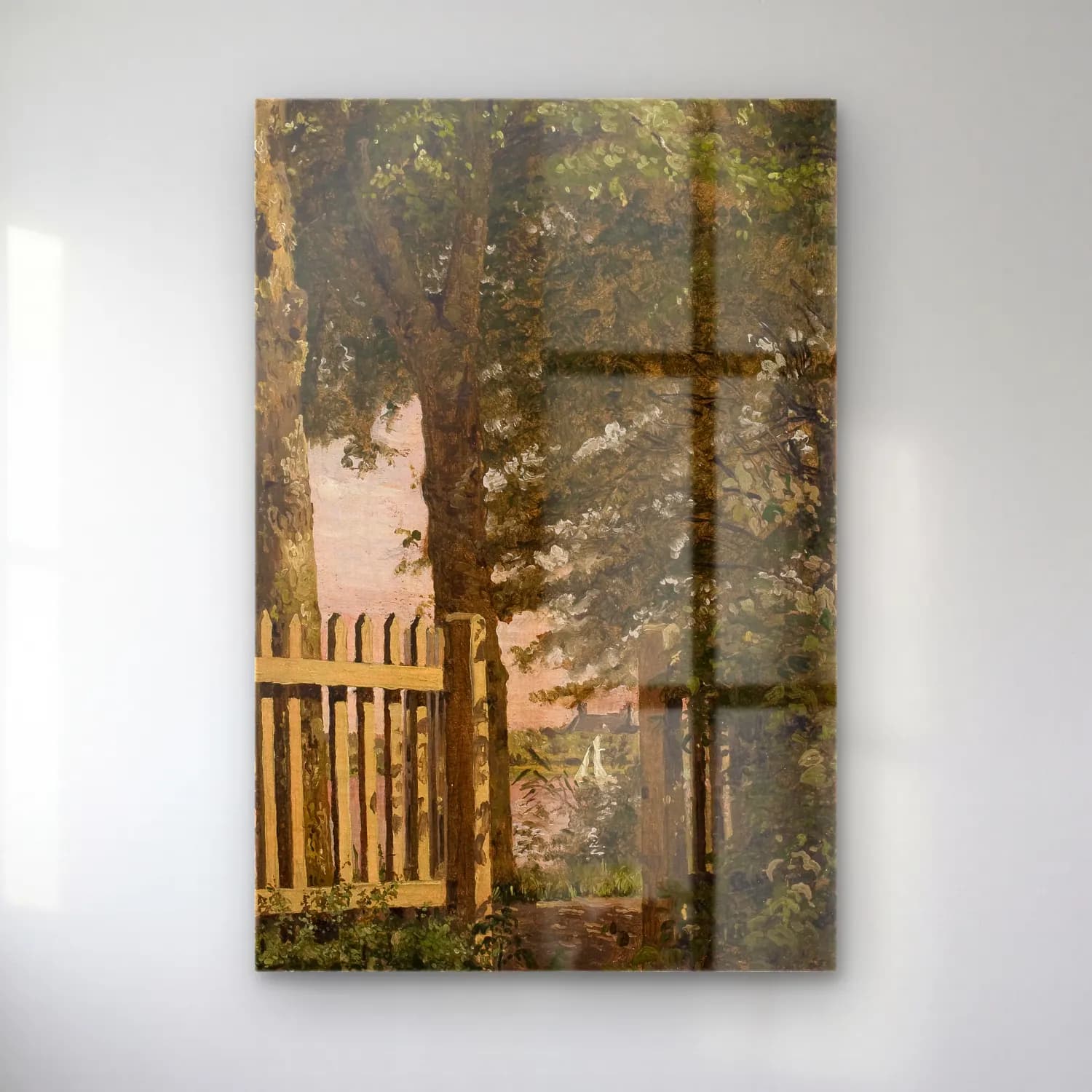 Christen Købke – The Garden Gate of the Artist’s Home at Blegdammen cam tablo — Christen Købke – The Garden Gate of the Artist’s Home at Blegdammen — empresyonist köy sokağı