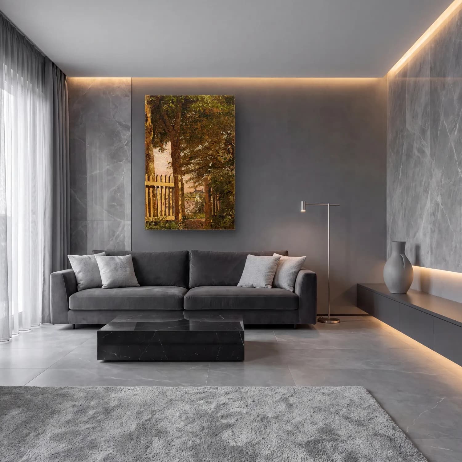 Christen Købke – The Garden Gate of the Artist’s Home at Blegdammen cam tablo — lüks salon duvarında