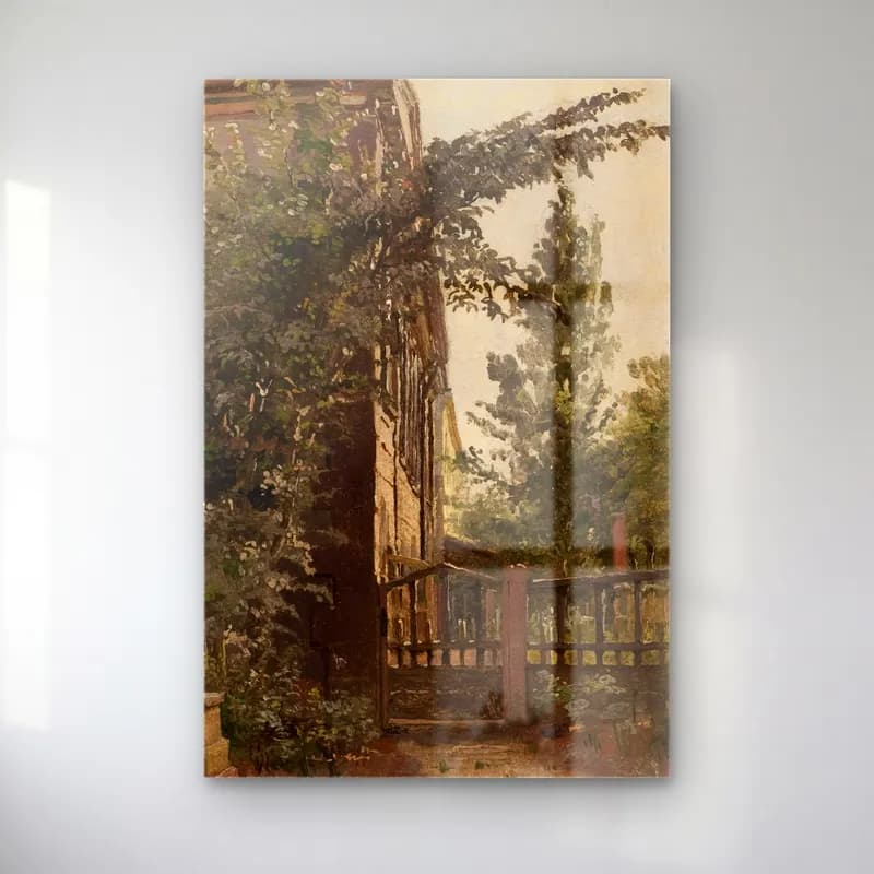 Christen Købke – The Garden Steps Leading to the Artist’s Studio on… cam tablo — Christen Købke – The Garden Steps Leading to the Artist’s Studio on… — yağlı boya kır evi