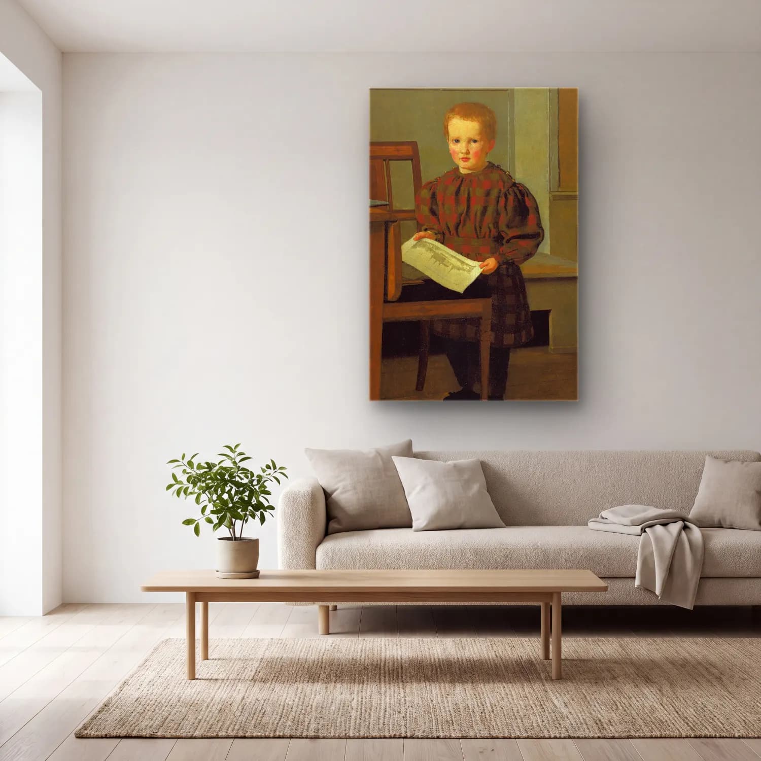 Christen Købke – The Painter C.W. Eckersberg’s Son Julius in his Fathers… cam tablo — açık renk salonda