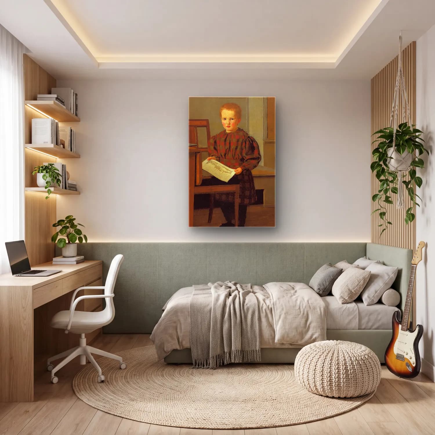 Christen Købke – The Painter C.W. Eckersberg’s Son Julius in his Fathers… cam tablo — genç odasında