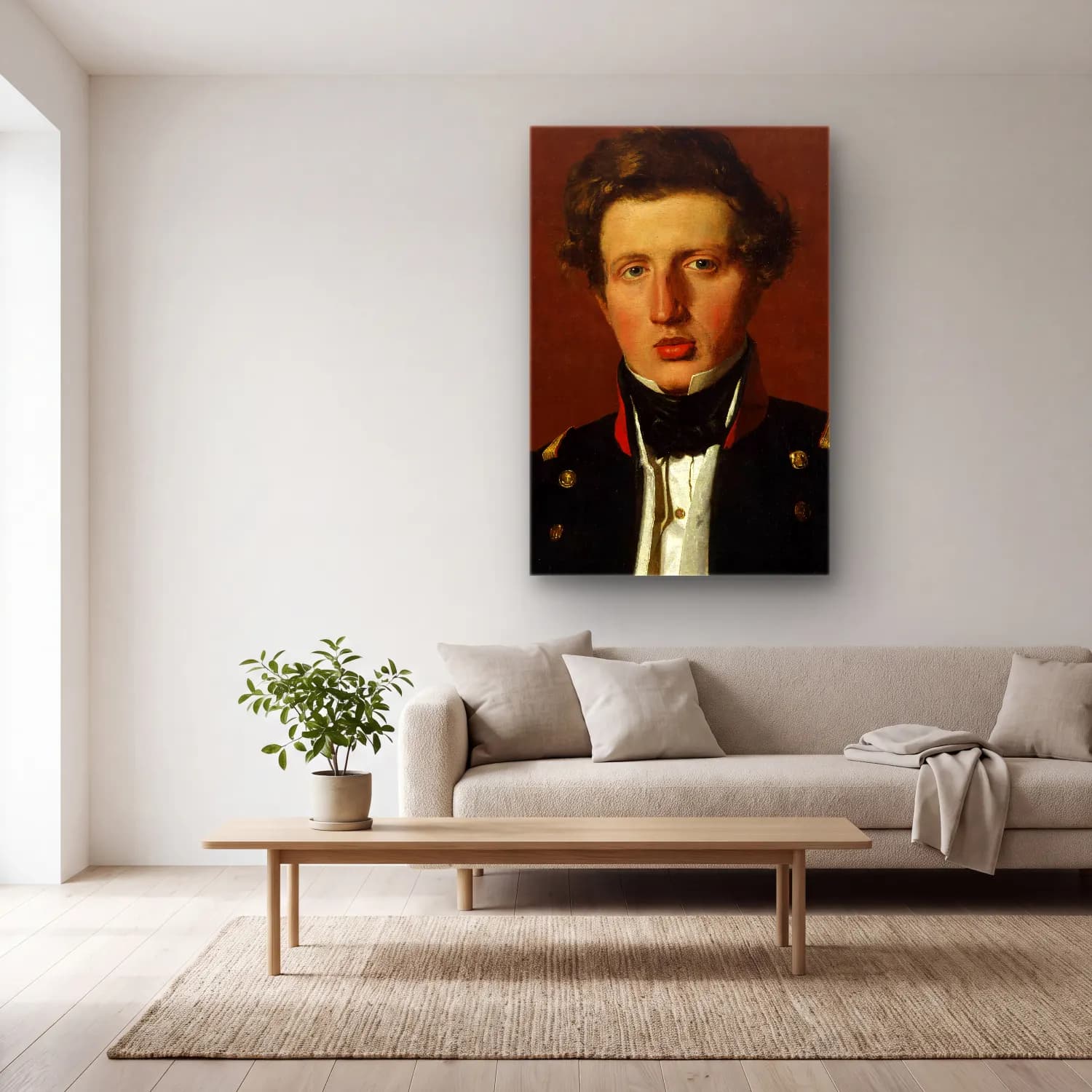 Christen Købke – Valdemar Hjartvar Købke, the Artist’s Brother (ca. 1838) cam tablo — açık renk salonda