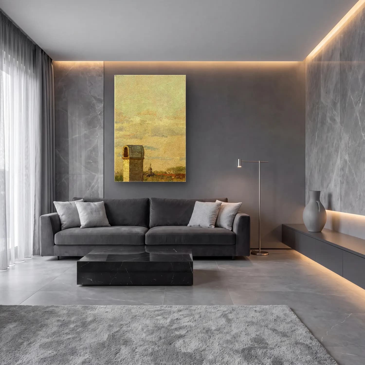 Christen Købke – View from a Window in Toldbodvej Looking Towards the… cam tablo — lüks salon duvarında