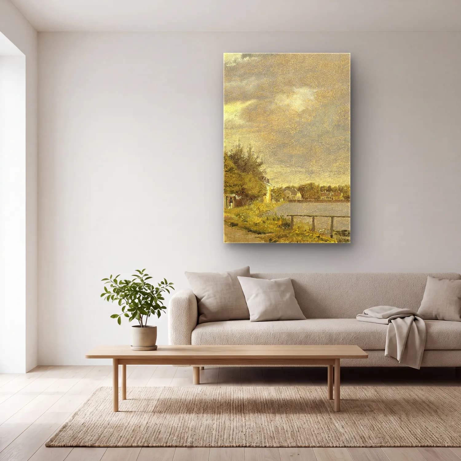 Christen Købke – View of Dosseringen near the Suburb Østerbro outside… cam tablo — açık renk salonda