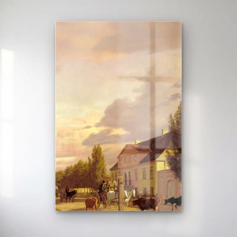Christen Købke – View of a Street in Østerbro outside Copenhagen. Morning… cam tablo — Christen Købke – View of a Street in Østerbro outside Copenhagen. Morning… — yağlı boya kır evi