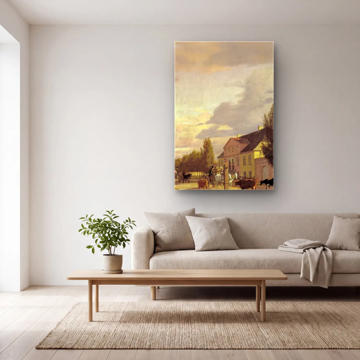 Christen Købke – View of a Street in Østerbro outside Copenhagen. Morning… cam tablo — açık renk salonda