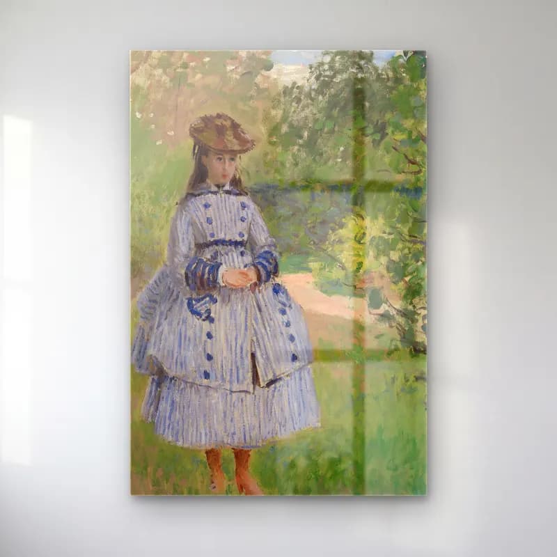 Claude Monet – Girl with Dog cam tablo — Claude Monet – Girl with Dog — empresyonist elbiseli kadın