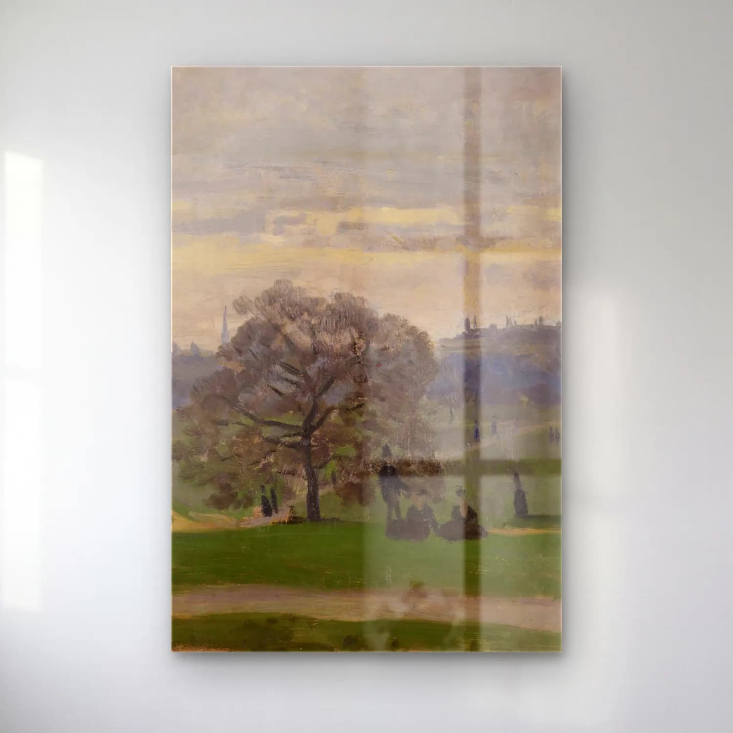 Claude Monet – Hyde Park, London (circa 1871) cam tablo — Claude Monet – Hyde Park, London (circa 1871) — empresyonist kiraz çiçekleri