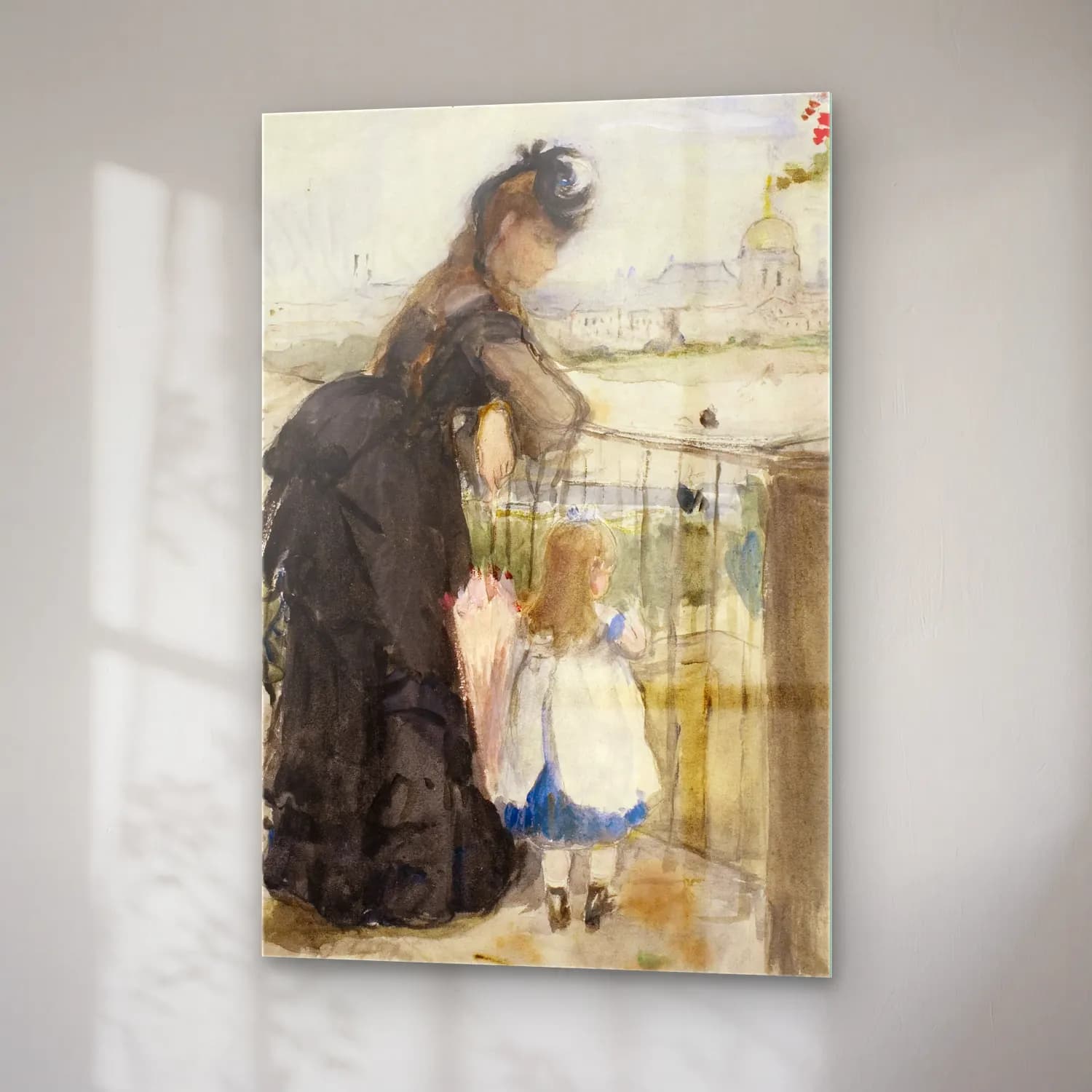 Berthe Morisot – On the Balcony cam tablo — sağ açıdan görünüm