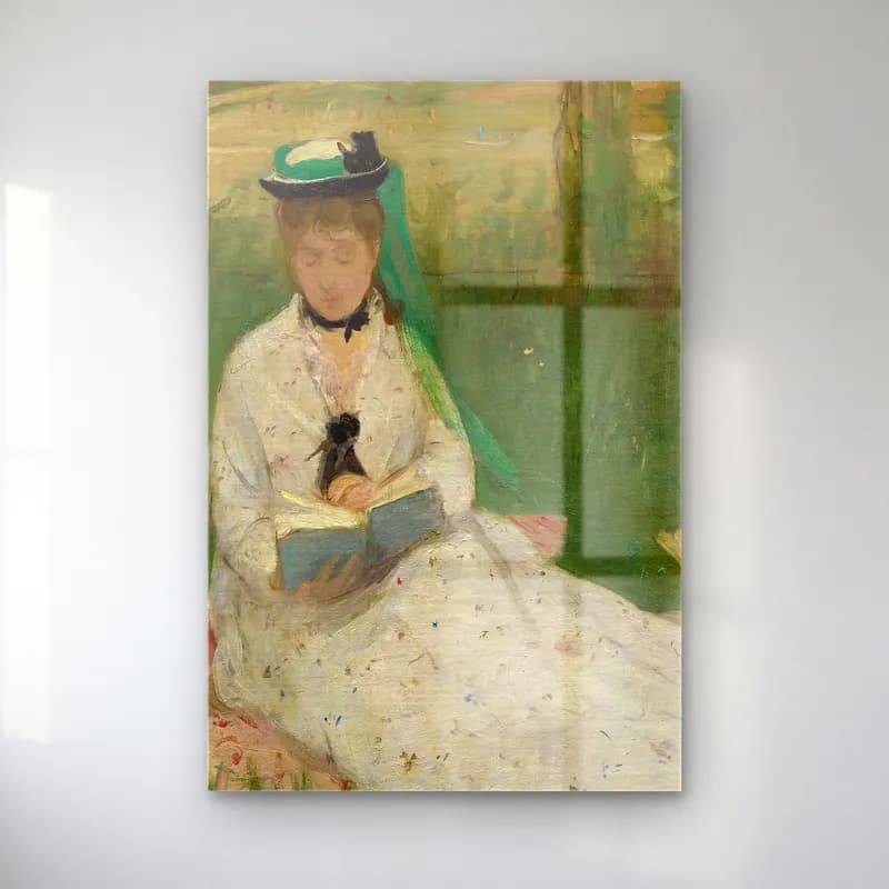 Berthe Morisot – Reading cam tablo — Berthe Morisot – Reading — empresyonist kitap okuyan kadın