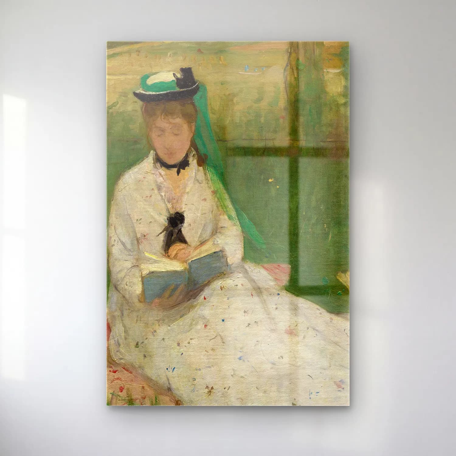 Berthe Morisot – Reading cam tablo — Berthe Morisot – Reading — empresyonist kitap okuyan kadın