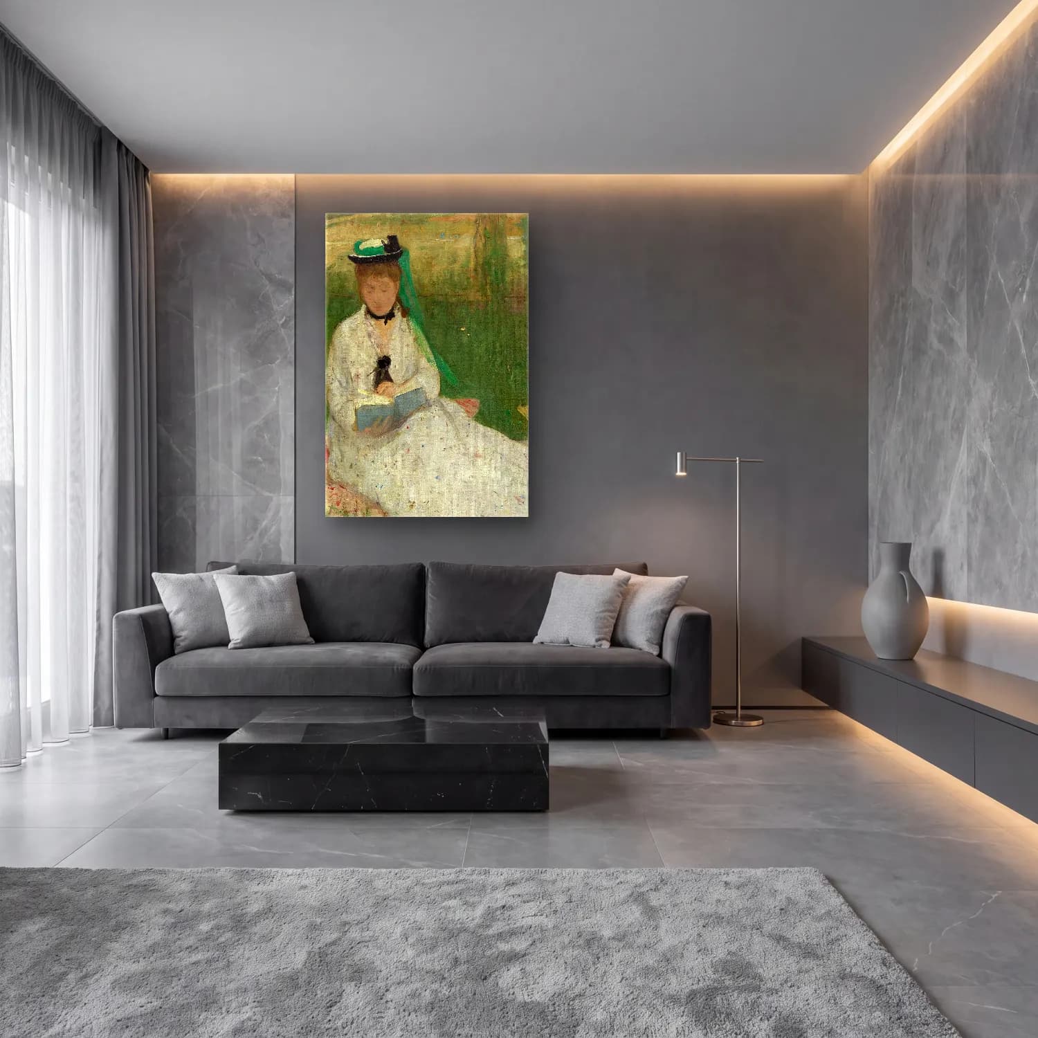 Berthe Morisot – Reading cam tablo — lüks salon duvarında