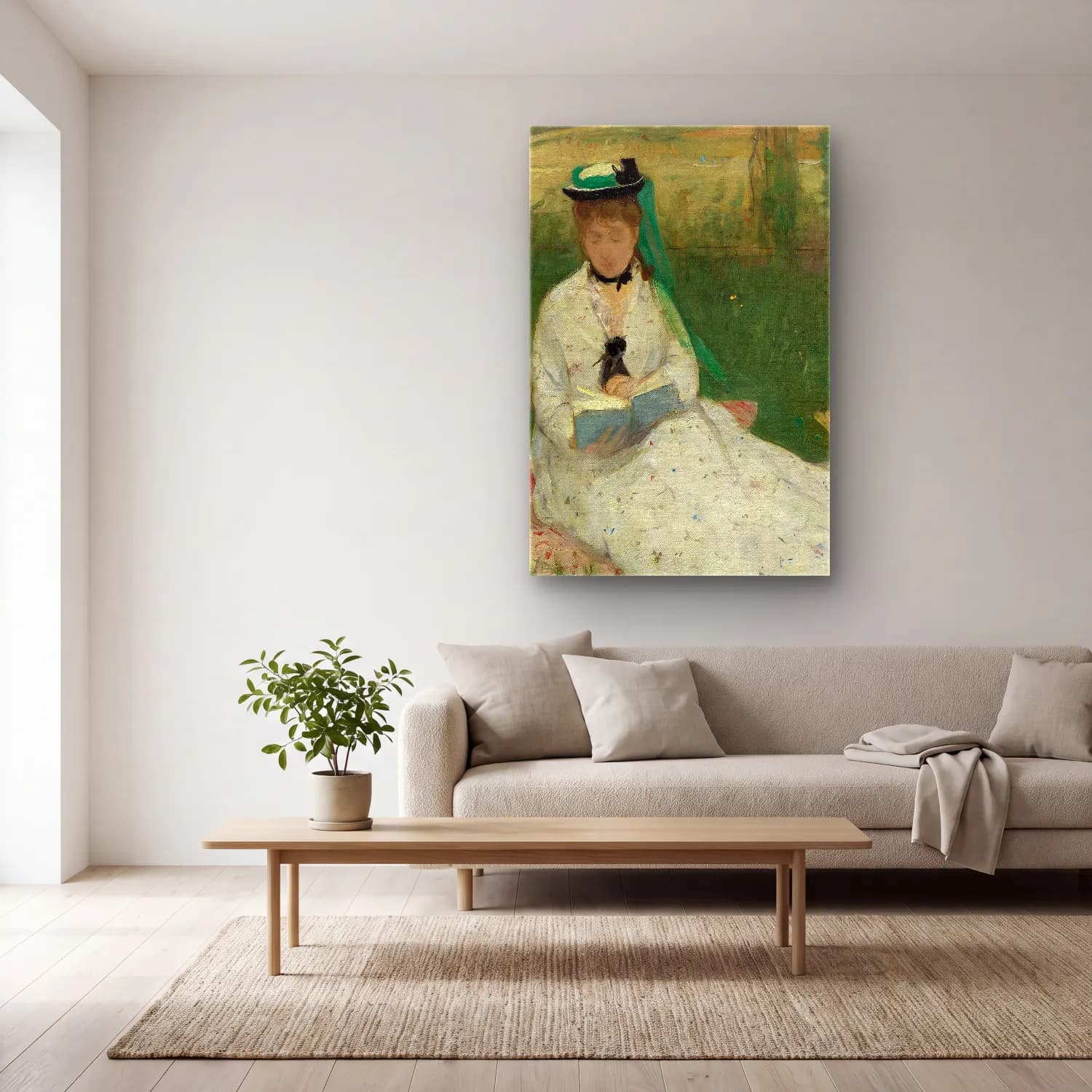 Berthe Morisot – Reading cam tablo — açık renk salonda