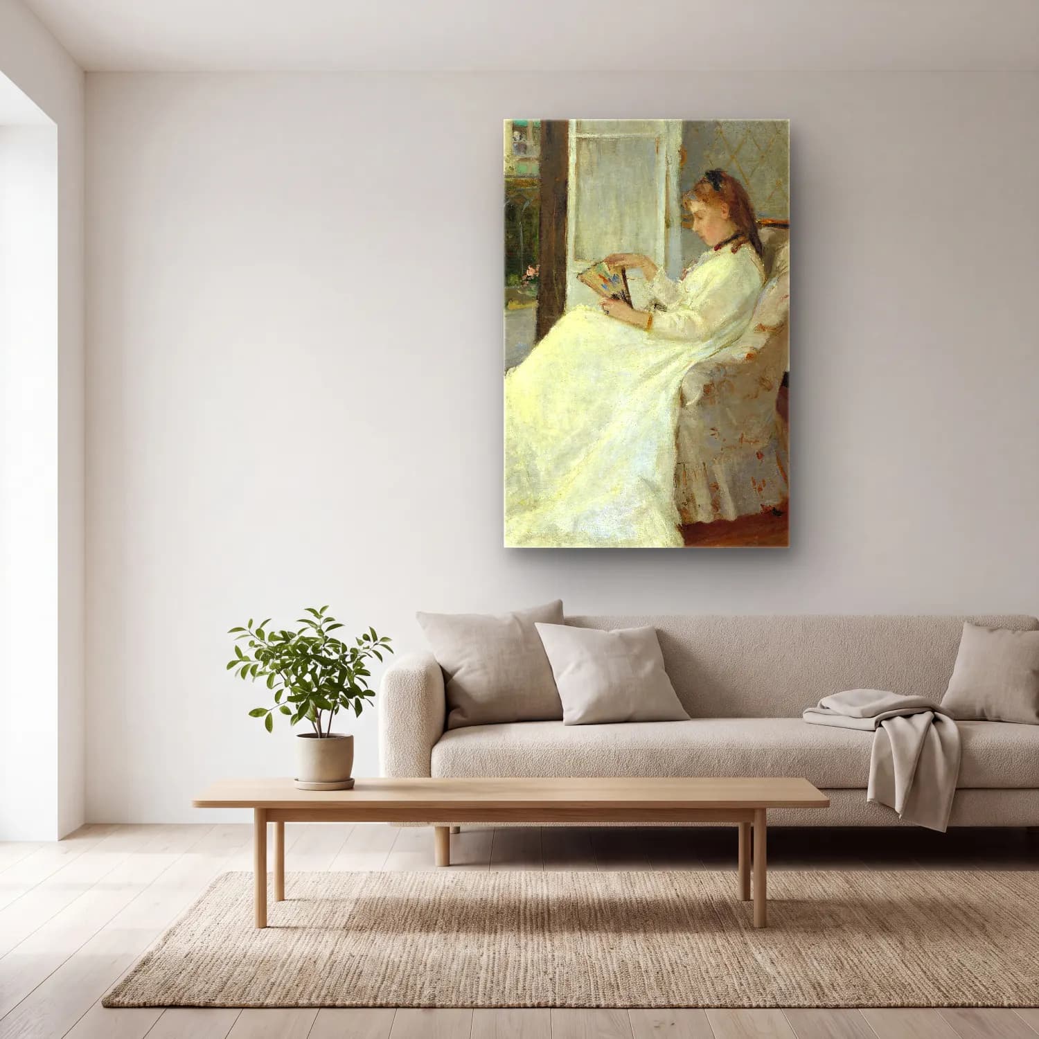Berthe Morisot – The Artist’s Sister at a Window cam tablo — açık renk salonda