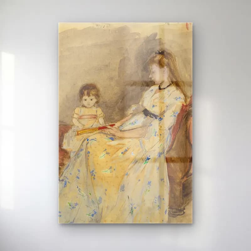 Berthe Morisot – The Artist’s Sister,Edma With Her Daughter Jeanne cam tablo — Berthe Morisot – The Artist’s Sister,Edma With Her Daughter Jeanne — suluboya anne ve çocuk