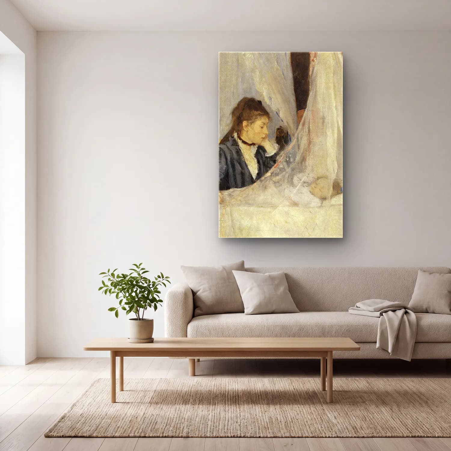 Berthe Morisot – The Cradle cam tablo — açık renk salonda