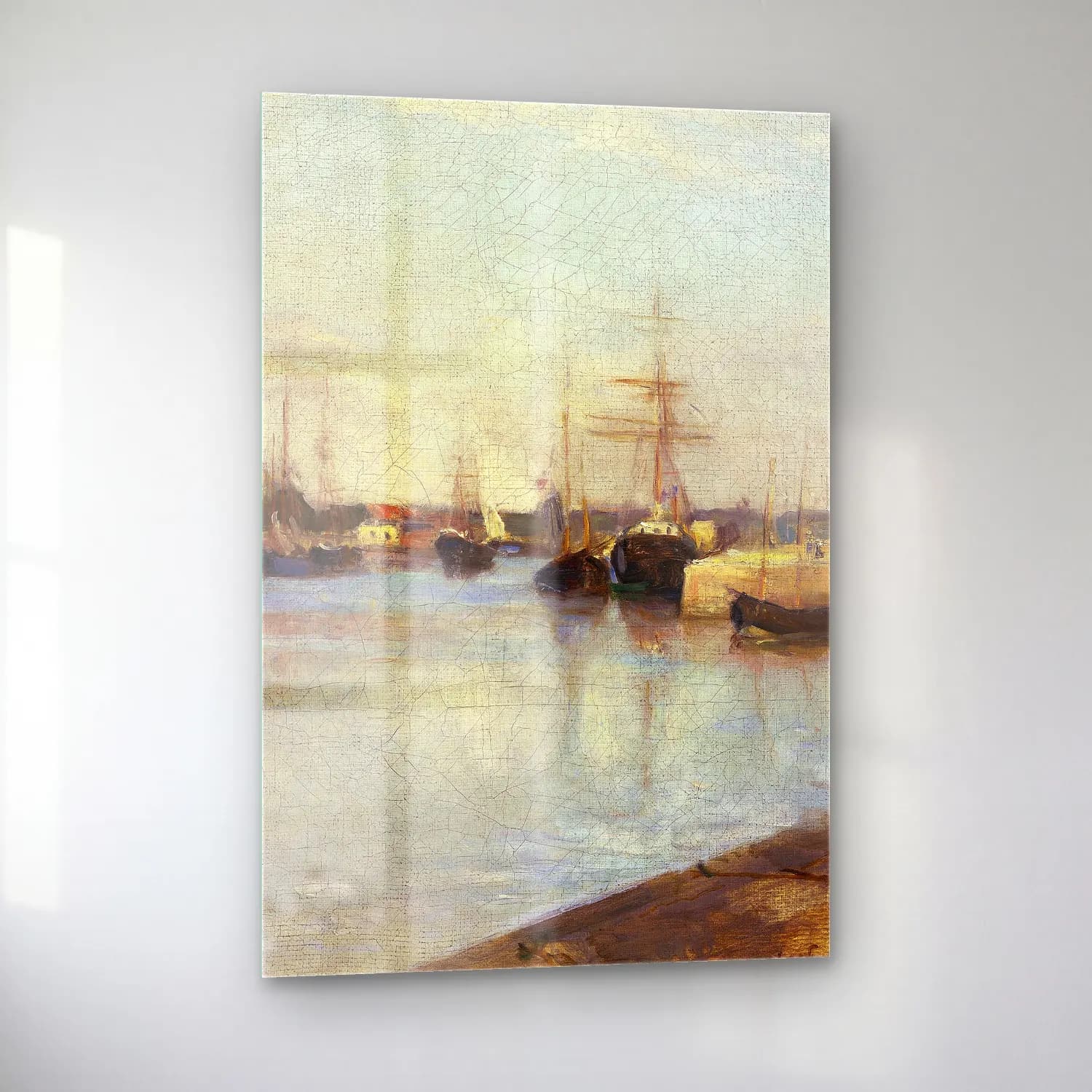 Berthe Morisot – The Harbor at Lorient cam tablo — sol açıdan görünüm