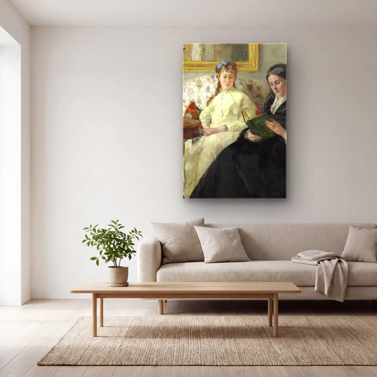 Berthe Morisot – The Mother and Sister of the Artist cam tablo — açık renk salonda
