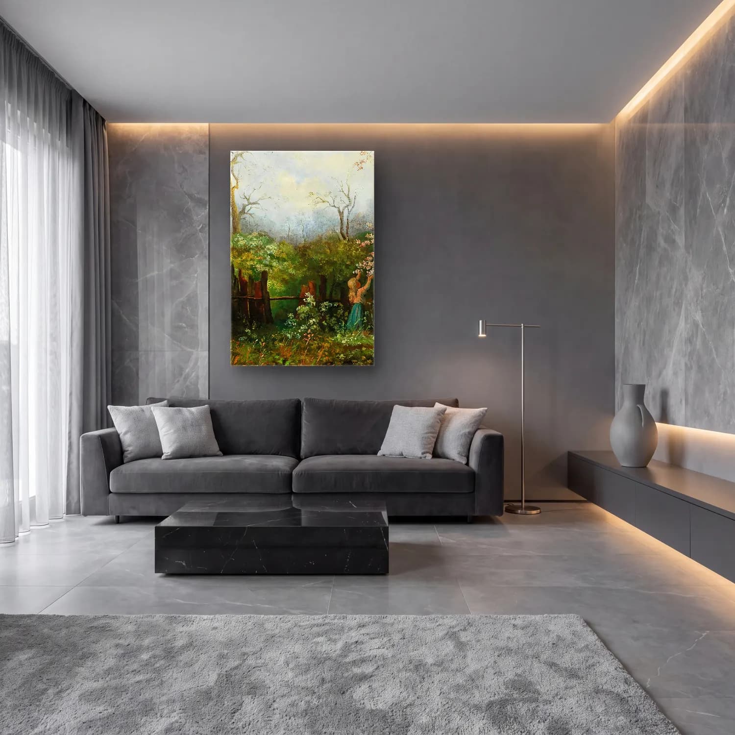 Olga Wisinger-Florian – A Girl in the Garden cam tablo — lüks salon duvarında