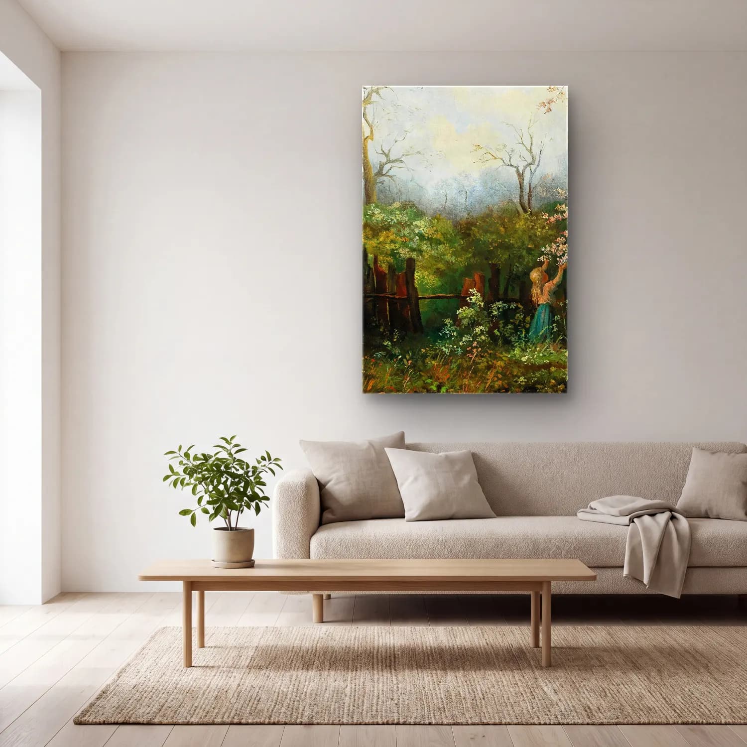 Olga Wisinger-Florian – A Girl in the Garden cam tablo — açık renk salonda