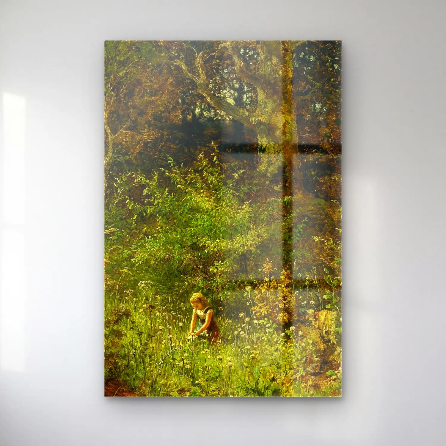 Olga Wisinger-Florian – A girl gathering flowers in a forest glade cam tablo — Olga Wisinger-Florian – A girl gathering flowers in a forest glade — empresyonist çiçek bahçesi
